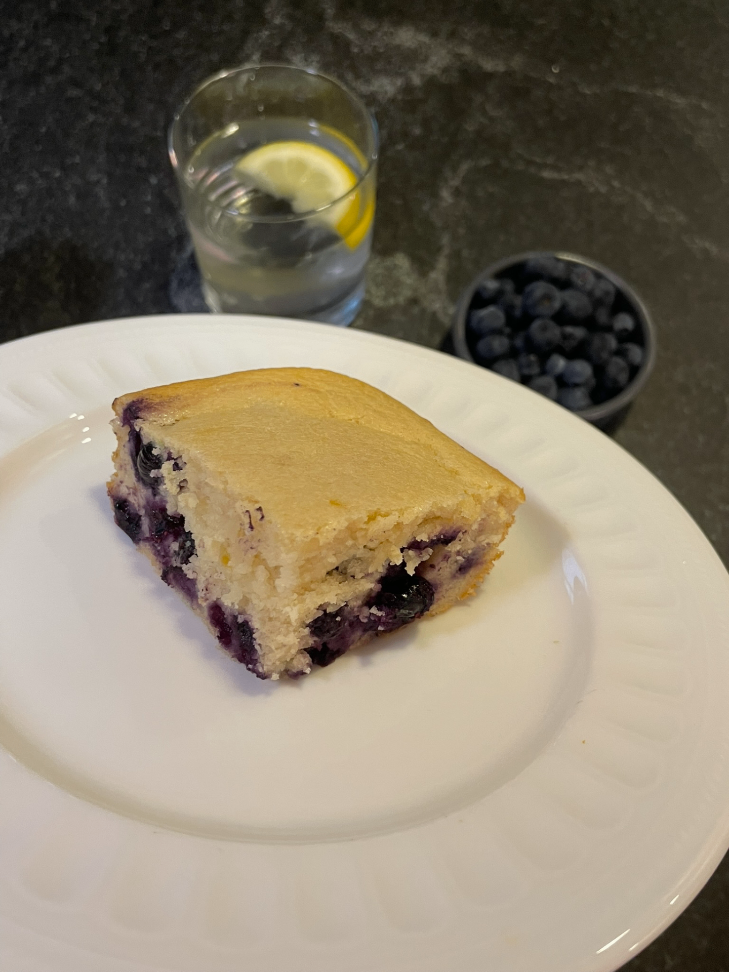 High Protein Lemon Blueberry Cake